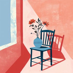 Plant, Chair & Ceramic Vase, Bohemian Style by F. Abderrahim