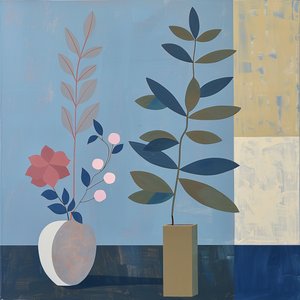 Plant, Chair & Ceramic Vase, Bohemian Style by F. Abderrahim