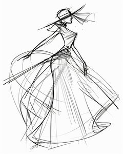 Minimalist Single-Line Sketch of AAPI Fashion Design by F. Abderrahim