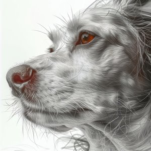 Dog Portrait Black & White Minimalist Drawing by F. Abderrahim