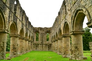 Buildwas Abbey, a medieval Cistercian monastery in Shropshire, England.