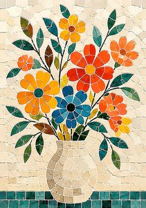 Harmony of Blossoms in Mosaic