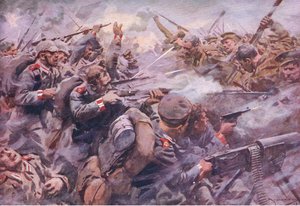 The defeat of the Prussian Guard at Zonnebeke, from History of the Great War Vol 3 published by Waverley Book Co Limited, c.1920