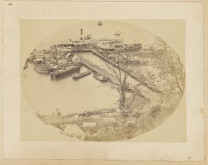 Lower Wharf, Belle Plain, USMRR Construction Corps. May 16, 1864 by A.J. Russell