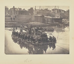 Raft of Blanket Boats Ferrying Field Artillery and Men Over Potomac River by A.J. Russell