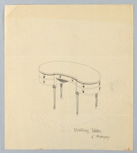 Design for Kidney-Shaped Writing Table with Pear-Shaped Feet