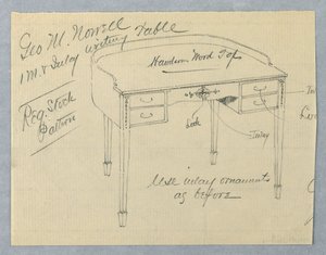 Design for Mahogany Inlay Writing Table for George M. Nowell