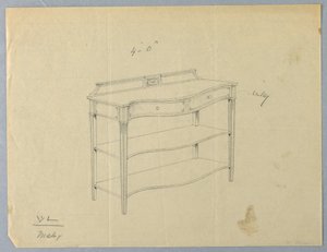 Design for Oblong Serving Table with Two Shelves