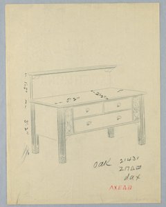 Design for Rectangular Sideboard with Vases of Flowers