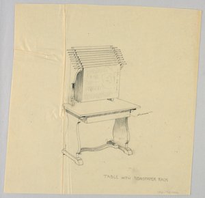 Design for Table with Flush-Back Newspaper Rack