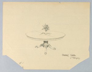 Design for a Dining Table of Mahogany with a Flower Vase