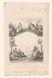 Design for a Title Page with Personifications of Four Continents by A. Bakker