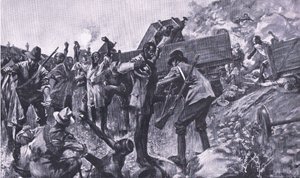 The Wrecking of the Train Near Taaibosch, from After Pretoria: The Guerilla War
