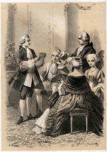 Antoine-Marin Lemierre Reading Hypermnestra to Jean-Baptiste Vivien de Chateaubrun, Illustration from 