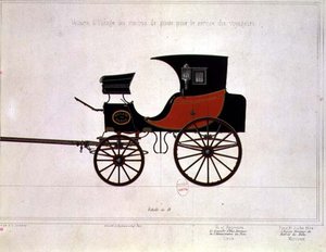 Design of a carriage for the Postal Service, engraved by Engelmann and Graf