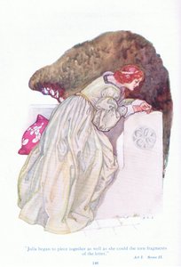Julia began to piece together as well as she could the torn fragments of the letter (Two Gentlemen of Verona), from Tales from Shakespeare pub. by Ward Lock & Co Ltd by A. Jackson