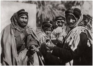 A sheikh enjoying the famous Arab coffee, Iraq, 1925