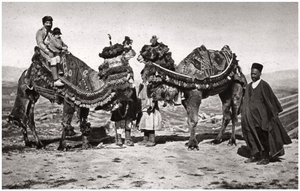 Pilgrims with their camels on their way to Karbala, Iraq, 1925 by A. Kerim