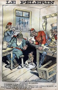 Cabaret Querelle: Cartoon About the Colonial Wars Between England, Germany, France, and the United States Around the Situation in Fachoda in Africa - Engraving by Lemot in 