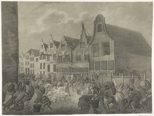 Collapse of the Cofferdam Along the Kortendijk in Gorinchem, 1809. Four Plates of the Flood in 1809 Dedicated to King Louis Napoleon (series title) by A. Lutz