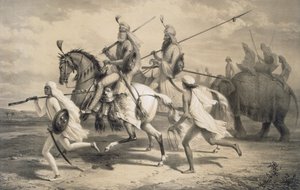 Sikh Chieftains going Hunting, 1858 by A. Soltykoff
