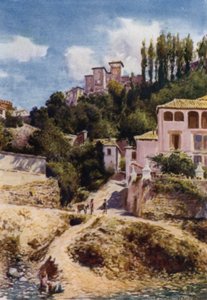 The Alhambra, Torre de las Damas from the River Darro by A. Trevor Haddon