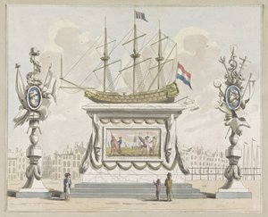 Commerce and Navigation, Decoration on the Nieuwmarkt, 1795. Ten Plates of the Decorations at the Alliance Festival in Amsterdam in 1795