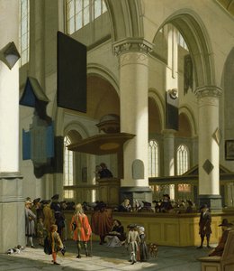 Interior of the Oude Kerk, Delft, with a preacher by A. and Streeck, H. van Storck