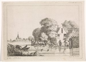 Fisherman and a Woman in Front of a House by A. van de Velde