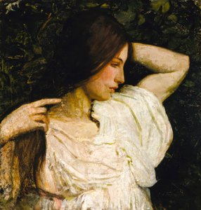 Girl Arranging Her Hair by Abbott Handerson Thayer