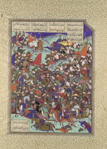 Kai Khusrau Defeats the Army of Makran, Folio 376v from the Shahnama Book of Kings, ca. 1525-30