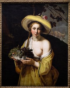 Shepherdess with a Dish of Grapes by Abraham Bloemaert