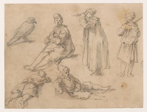A seated and two standing boys by Abraham Bloemaert