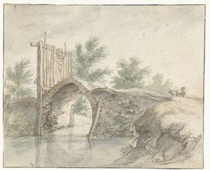 Stone Bridge with a Wooden Gate by Abraham Bloemaert