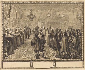 Ceremony of the Contract of Marriage between Vladislas IV, King of Poland, and Louise Marie of Gonzaga, Princess of Mantua, at Fontainebleau by Abraham Bosse