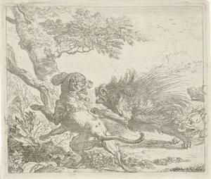 Porcupine Attacked by Dogs (Various Animals) by Abraham Danielsz. Hondius