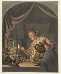 Girl Lighting a Lantern