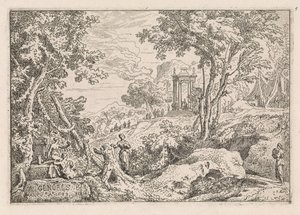 Landscape with Temple (series title: Classical Landscapes) by Abraham Genoels