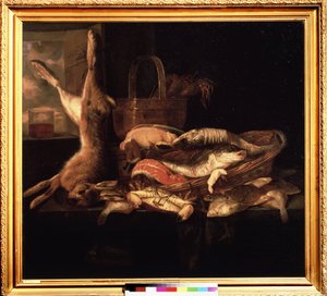 Still Life with Fishes and a Dead Hare by Abraham Hendricksz van Beyeren