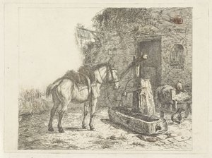 Horse in Front of an Inn by Abraham Hendrik Winter