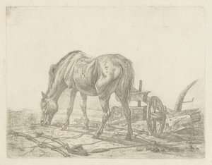 Unhitched Horse by a Plow by Abraham Hendrik Winter