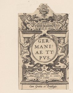 Cartouche with four putti by Abraham Hogenberg