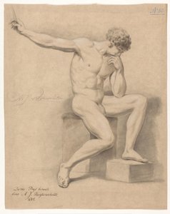 Seated Male Nude, Seen from the Front (3rd Prize 1805) by Abraham Johannes Ruytenschildt