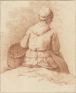 Seated Fisherwoman with a Basket on Her Arm, Seen from the Back by Abraham Johannes Ruytenschildt