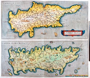 Cyprus, Crete, Greece by Abraham Ortelius