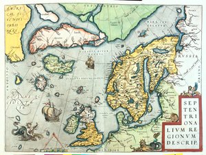 Ireland, Great Britain, Iceland, Norway, Sweden, Finland, Greenland by Abraham Ortelius