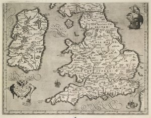 Map of England, Wales and Ireland, Theatrum Orbis Terrarum by Abraham Ortelius by Abraham Ortelius