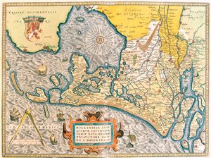Province: Friesland, North Holland, South Holland, North Brabant, Limburg, Utrecht, Gelderland, Flevoland, Netherlands by Abraham Ortelius