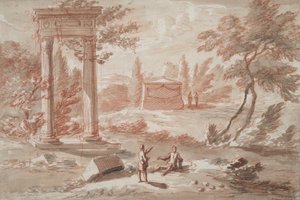 Landscape with Tomb, Ruins, and Figures