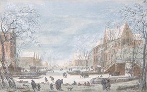 Snow Falling on a Dutch Town